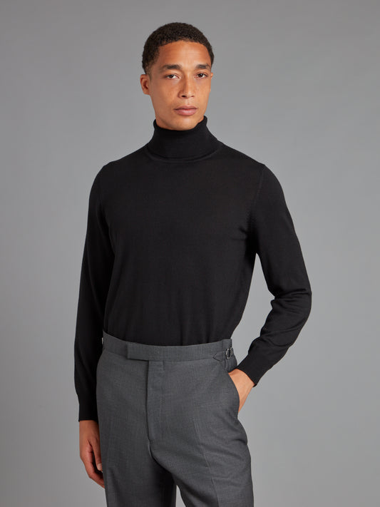 Roll Neck Merino Jumper- Black