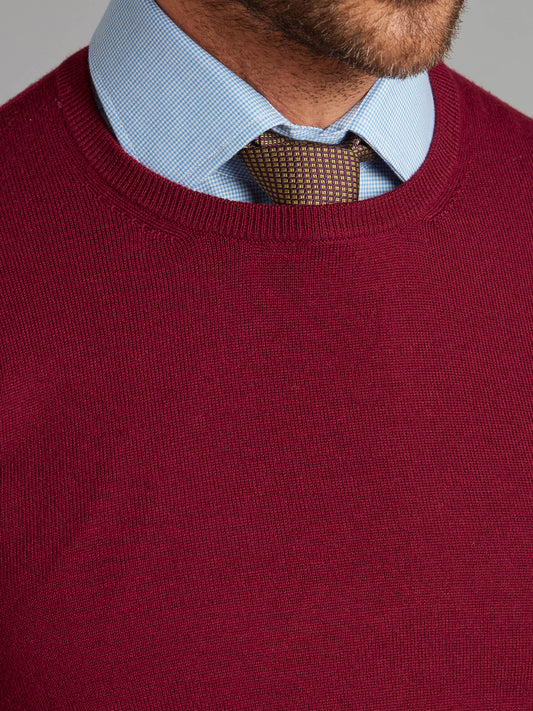 Merino Crew Neck Jumper - Bordeaux