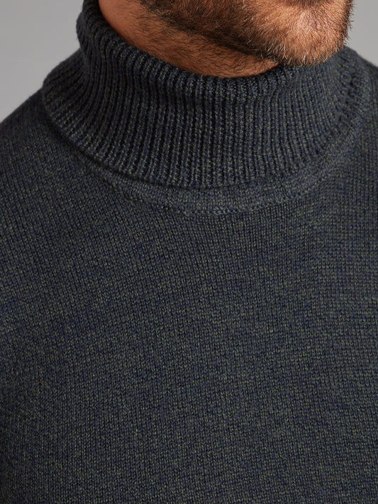 Teflon Merino Roll Neck Jumper - Ink Green